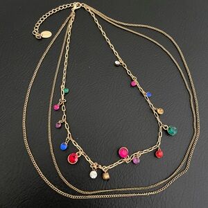 Gold Multi-Color Gemstone Necklace